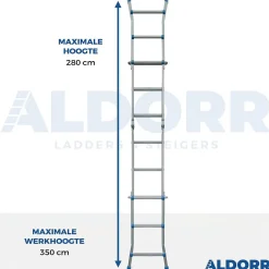 Aldorr Home - Multiladder Uitschuifbare Vouwladder 4X3 - 2,80M|Brico Sale