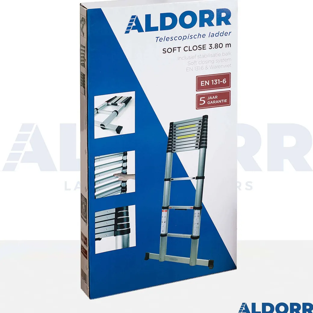 Aldorr Home - Telescoopladder 3,80M - Met Stabilisatievoet En Soft Closing|Brico New