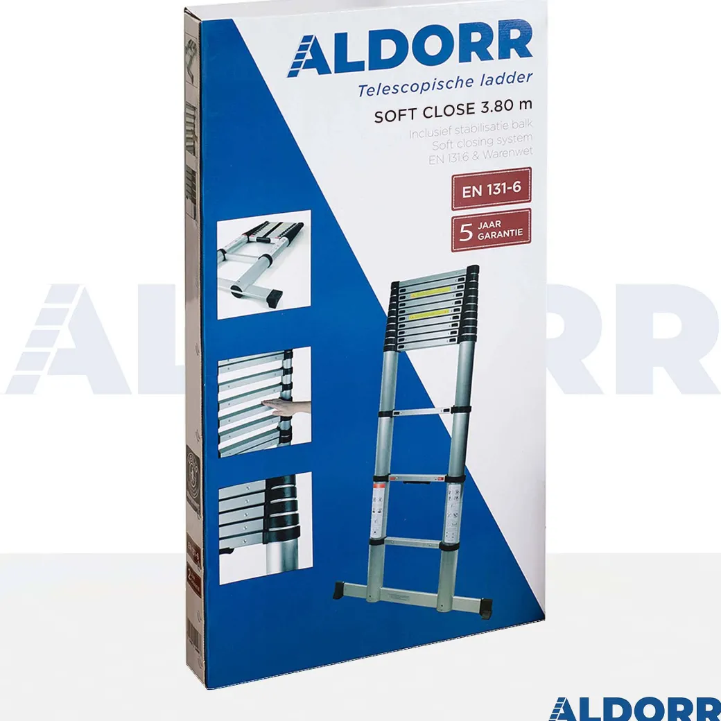 Aldorr Home - Telescoopladder 3,80M - Met Stabilisatievoet En Soft Closing|Brico New