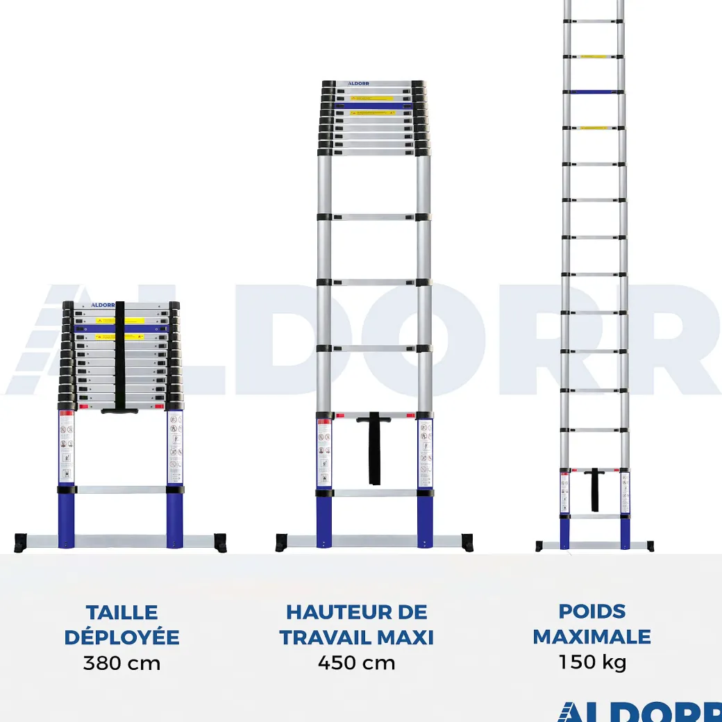 Aldorr Home - Telescoopladder 3,80M - Met Stabilisatievoet En Soft Closing|Brico New