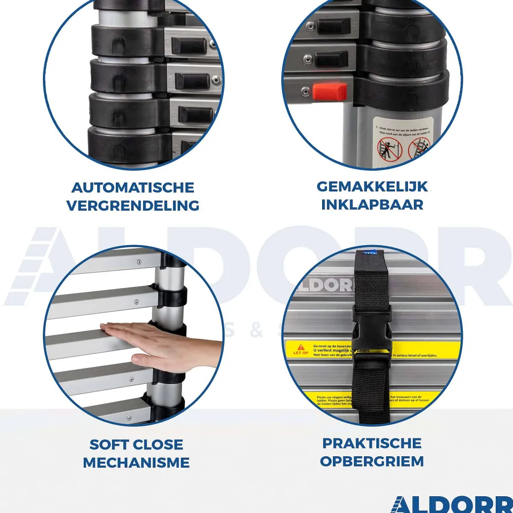 Aldorr Home - Telescoopladder 3,20M - Met Stabilisatievoet En Soft Closing|Brico Discount