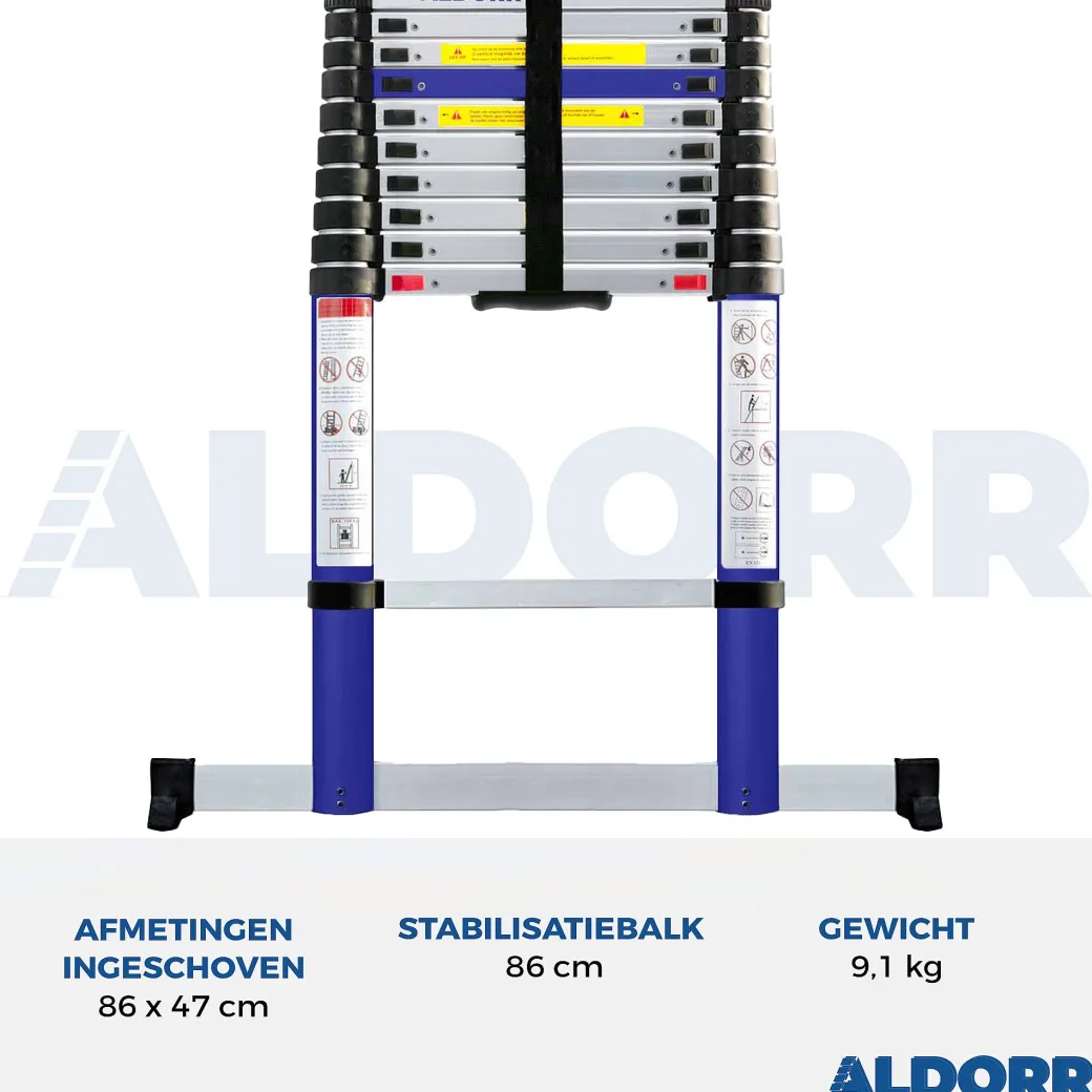 Aldorr Home - Telescoopladder 3,20M - Met Stabilisatievoet En Soft Closing|Brico Discount