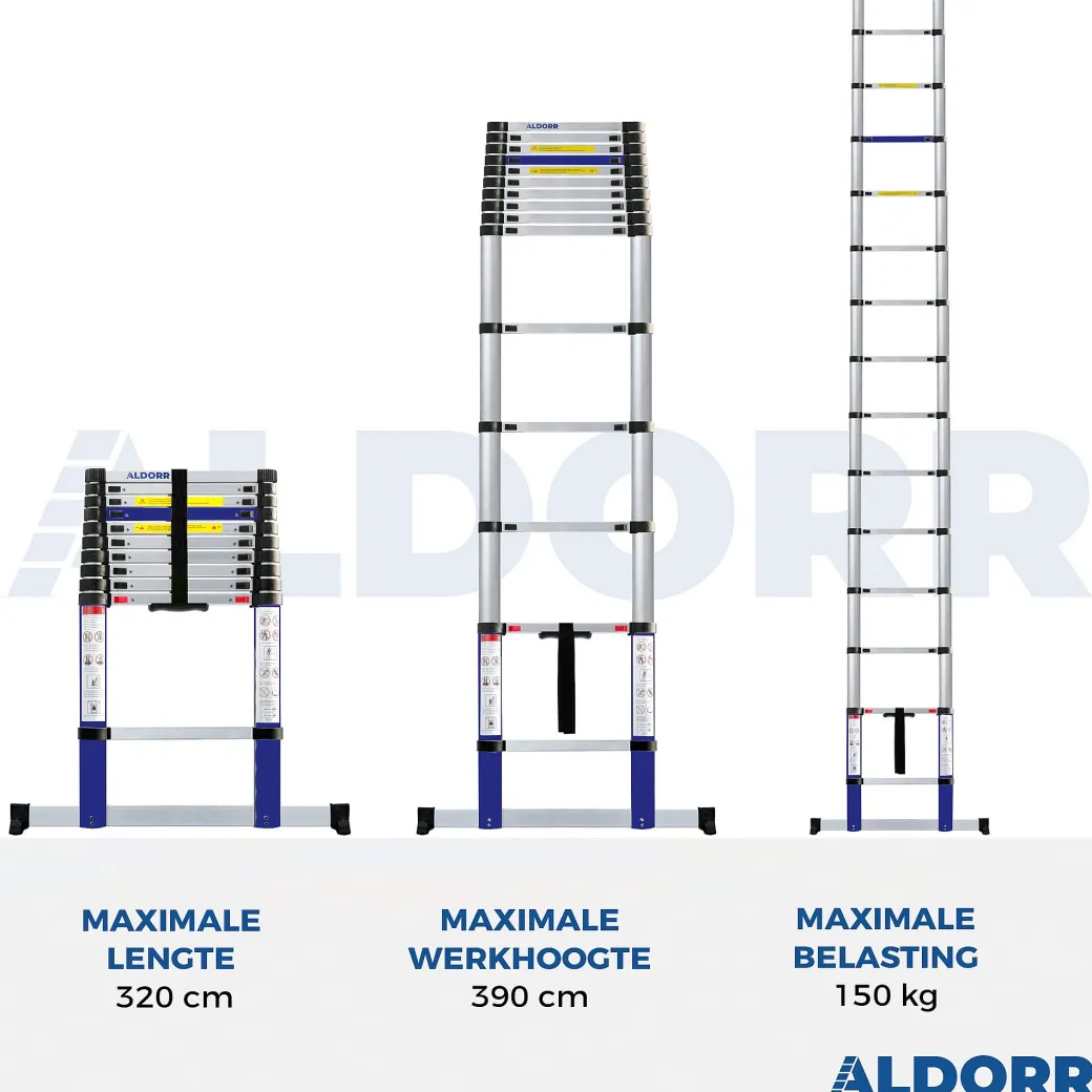 Aldorr Home - Telescoopladder 3,20M - Met Stabilisatievoet En Soft Closing|Brico Discount