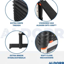 Aldorr Professional - Telescoopladder 3,80M - Telescopische Stabilisatie Balk - Optigrip™|Brico Outlet