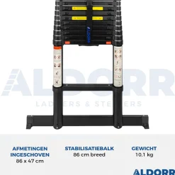 Aldorr Professional - Telescoopladder 3,20M - Met Optigrip™ En Extra Brede Treden|Brico