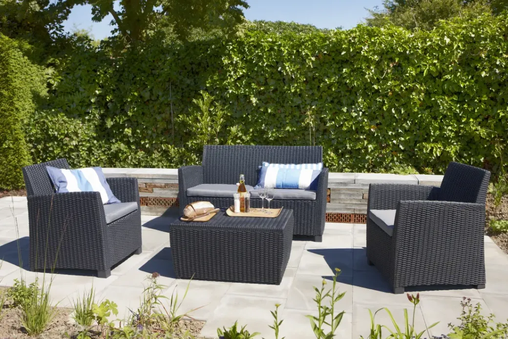 Brico Loungesets-Allibert Balkon Loungeset Mia Antraciet 4-Delig