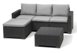 Brico Loungesets-Allibert California Chaiselongue Loungeset - 3-4 Personen - Grijs
