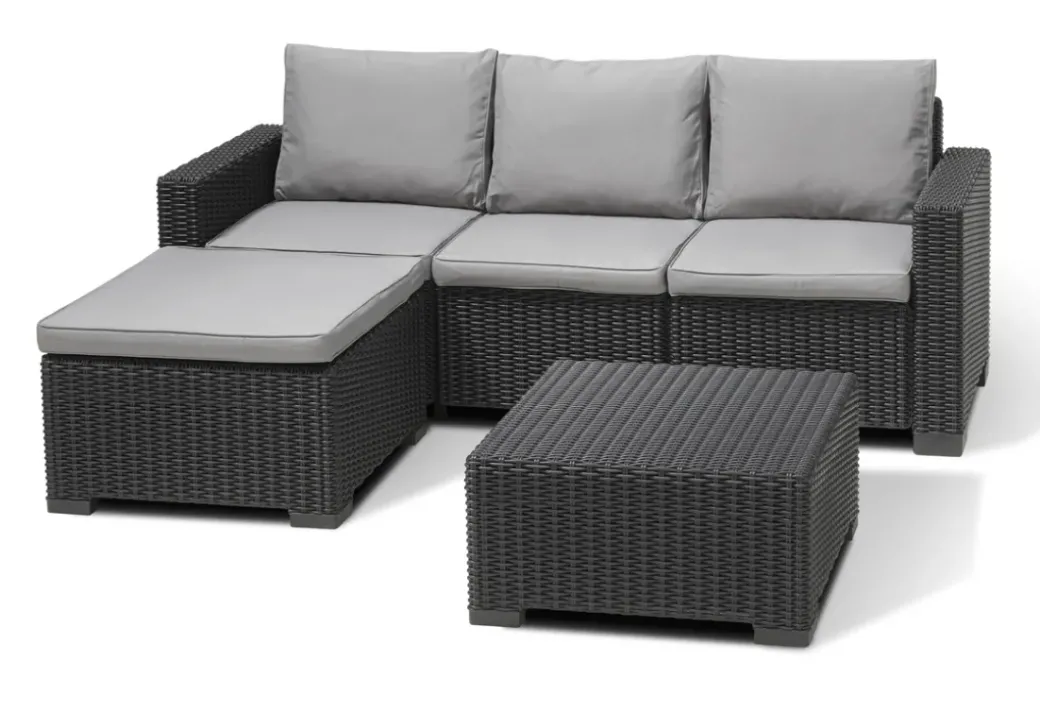 Brico Loungesets-Allibert California Chaiselongue Loungeset - 3-4 Personen - Grijs
