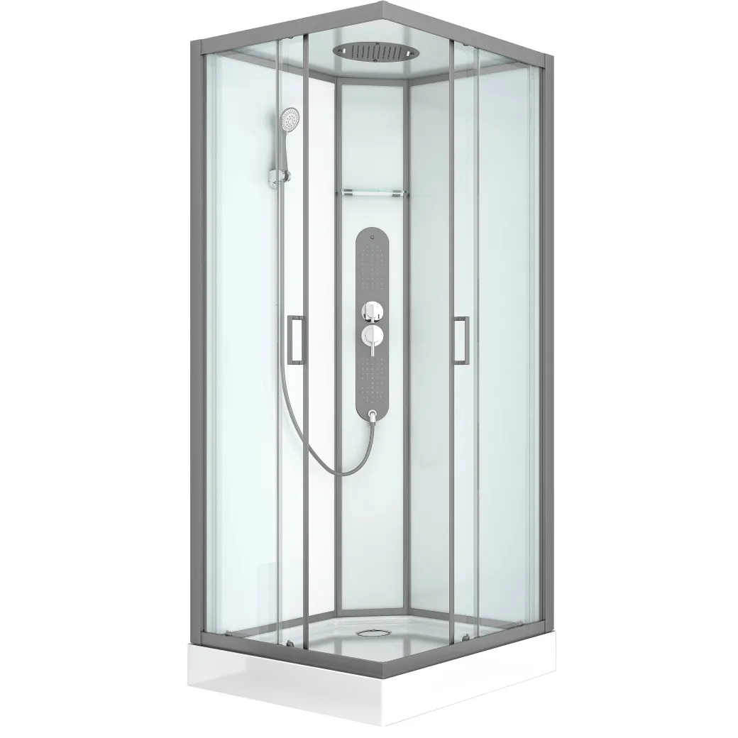 Allibert Douchecabine Uyuni Kwartrond 90Cm Grijs|Brico Discount