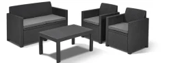 Brico Loungesets-Allibert Merano Balkon Loungeset Grafiet Wicker 3-Delig