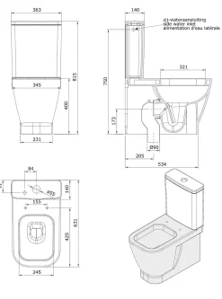 Aquavive Duoblok Toilet Look | Soft-Close Toiletzitting | Universee Afvoer| Randloos Toiletzitting Wit|Brico Best