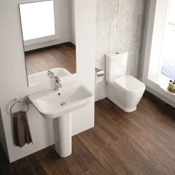Aquavive Duoblok Toilet Look | Soft-Close Toiletzitting | Universee Afvoer| Randloos Toiletzitting Wit|Brico Best
