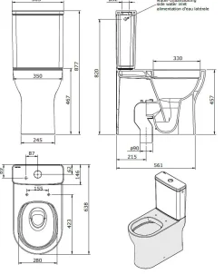 Aquavive Duoblok Toilet| Universele Afvoer| Randloos | Verhoogd +7Cm | Wit|Brico