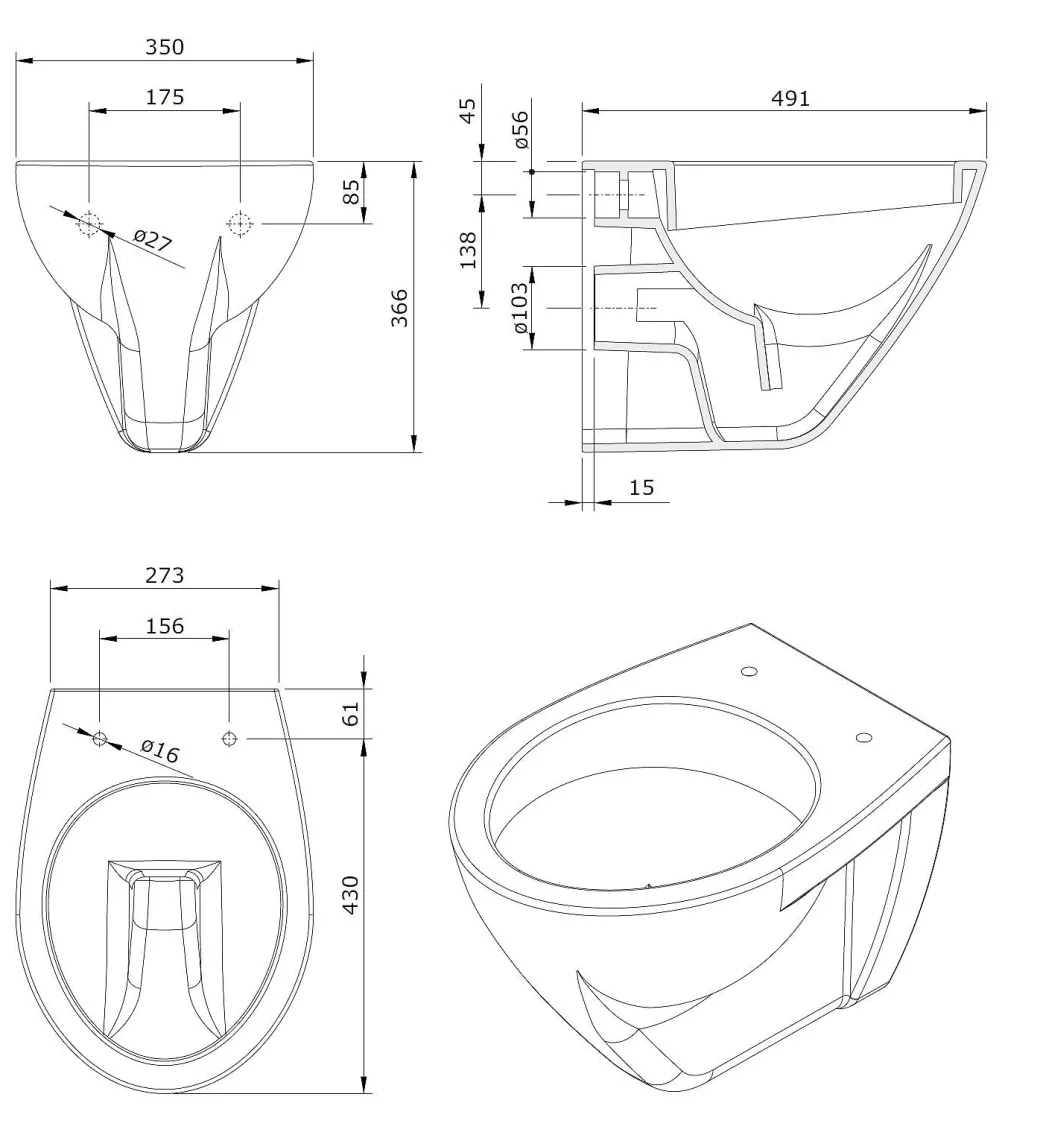 Aquavive Hangtoilet Lanico Wit | Soft-Close Toiletzitting | Randloos Toiletpot|Brico Clearance