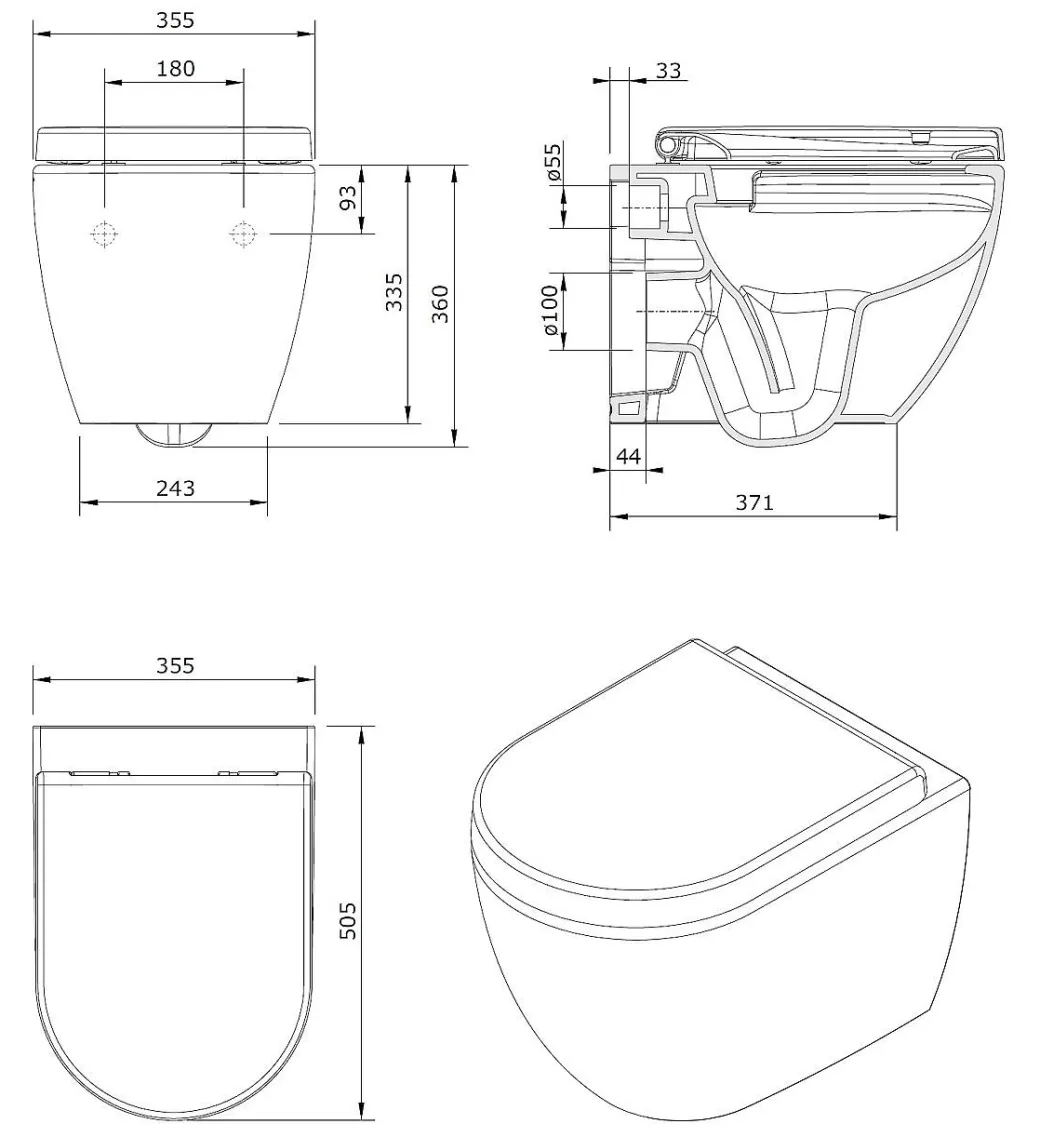 Aquavive Hangtoilet Mazaro Wit | Soft-Close Toiletzitting | Randloos Toiletpot|Brico New