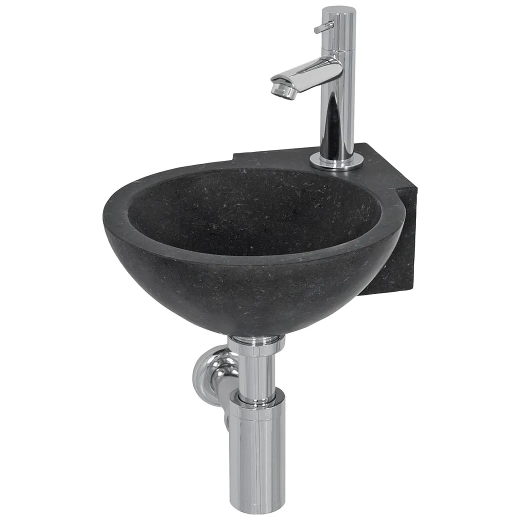 Aquazuro Hoekfonteinset Diveria Natuursteen Zwart 27Cm|Brico Discount