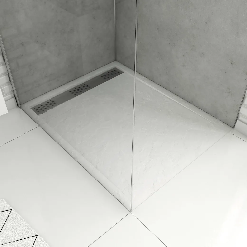 Aurlane Douchebak Pedra 100X80Cm Wit Steeneffect|Brico Discount