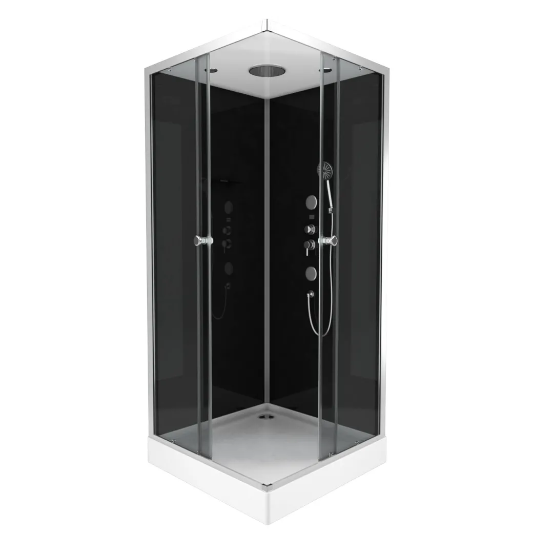 Aurlane Douchecabine Black 2 Vierkant 90X90Cm|Brico Best