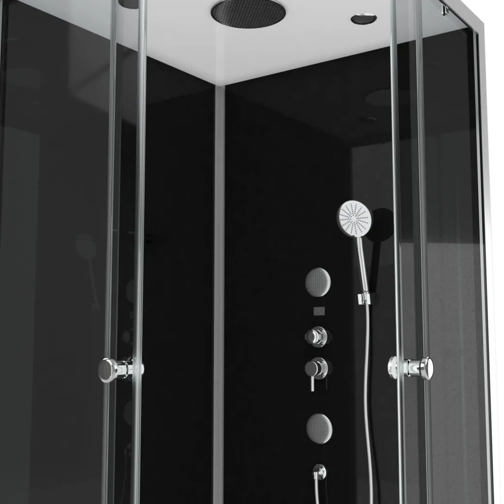 Aurlane Douchecabine Black 2 Rond 90X90Cm|Brico