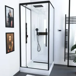 Aurlane Douchecabine Indus2 90X90X215Cm Vierkant Zwart/Wit|Brico Online