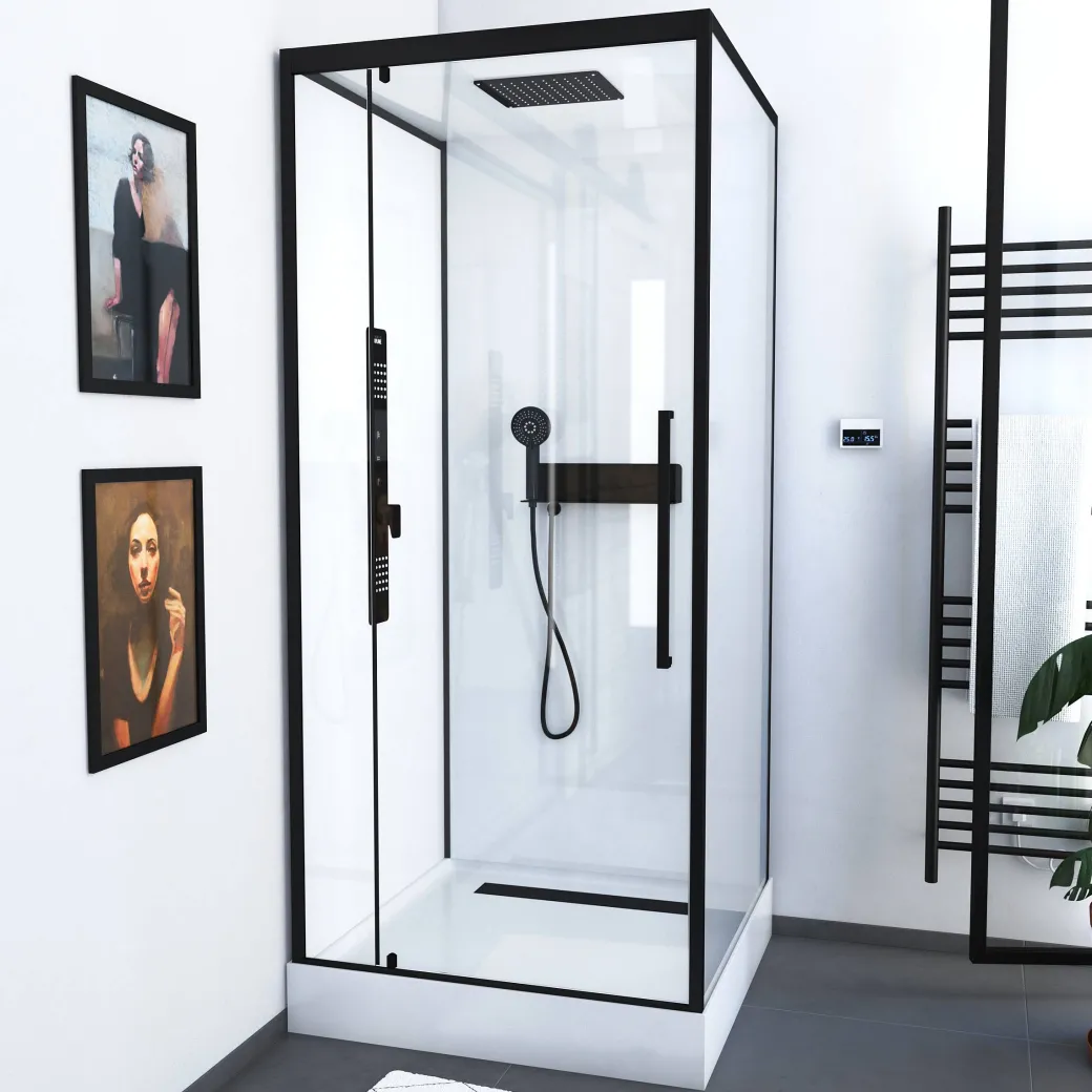 Aurlane Douchecabine Indus2 90X90X215Cm Vierkant Zwart/Wit|Brico Online