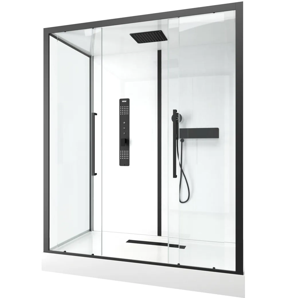 Aurlane Douchecabine Indus2 Xxl 85X160X215Cm Rechthoekig Zwart/Wit|Brico New