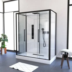 Aurlane Douchecabine Indus2 Xxl 85X160X215Cm Rechthoekig Zwart/Wit|Brico New