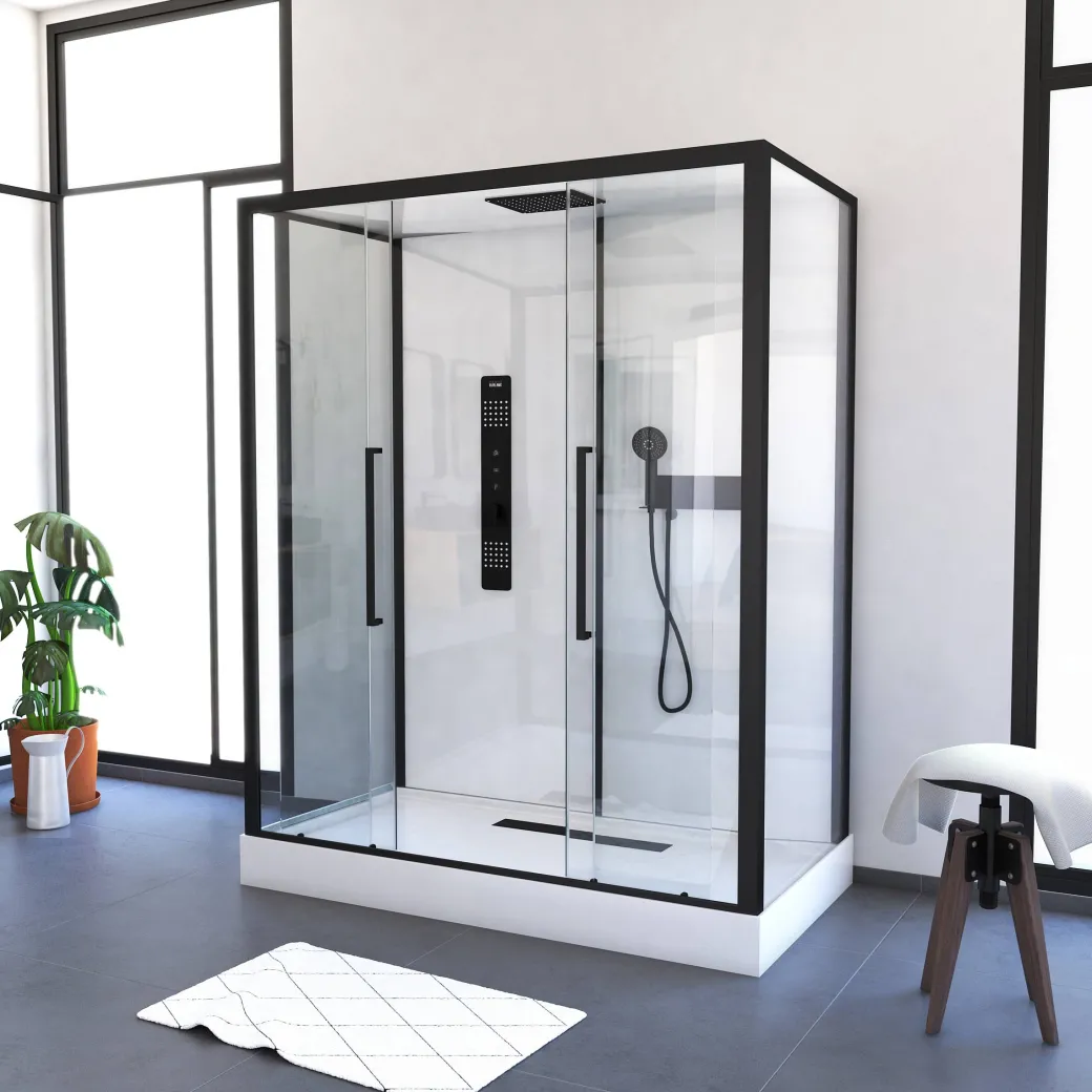 Aurlane Douchecabine Indus2 Xxl 85X160X215Cm Rechthoekig Zwart/Wit|Brico New