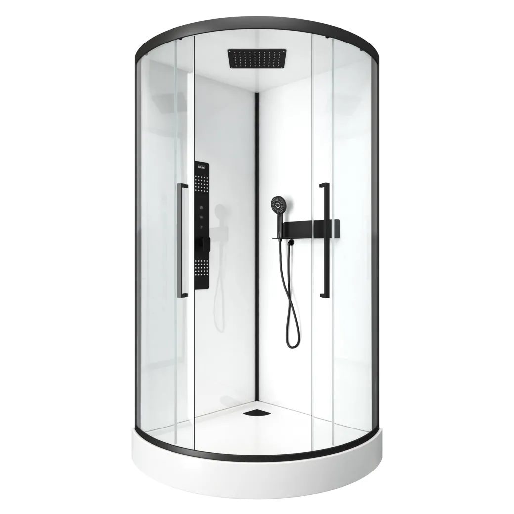 Aurlane Douchecabine Indus2 1/4R 90X90X215Cm Kwartrond Zwart/Wit|Brico Online