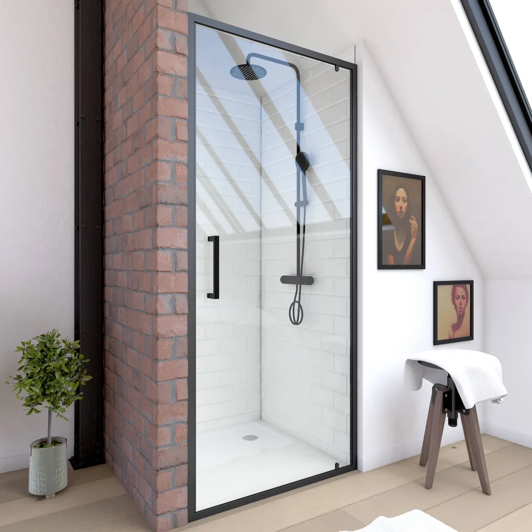 Aurlane Douchedeur Factory Draaibaar 90X200Cm Zwart|Brico Discount