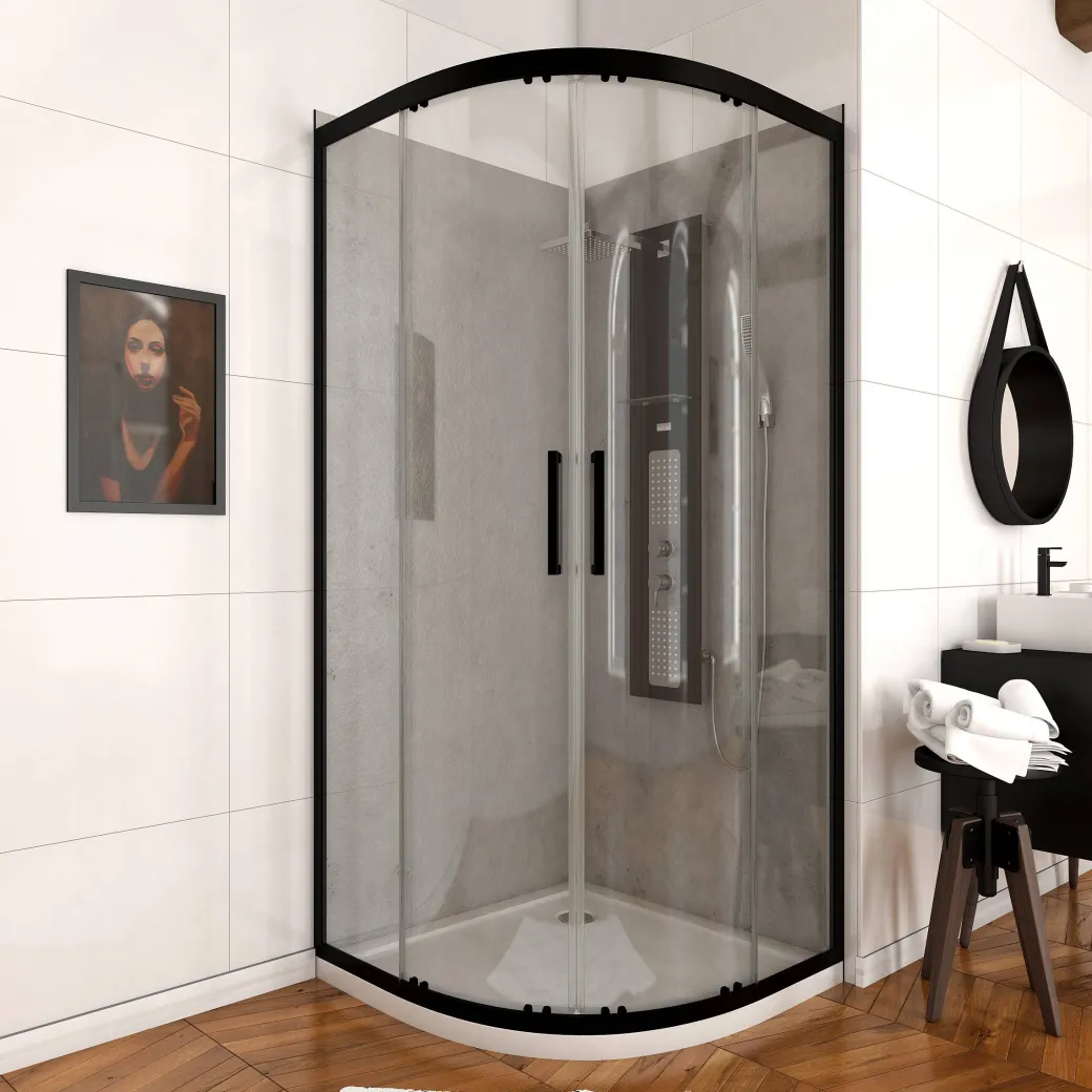 Aurlane Douchedeur Factory Rond 90X90X200Cm Zwart|Brico Best
