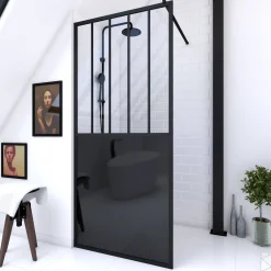 Aurlane Douchewand Black Indus 90X200Cm 5Mm Zwart|Brico New