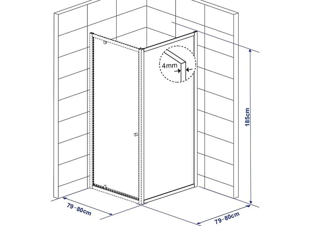 Baseline Douchewand Zijwand Wit 185X80Cm|Brico New