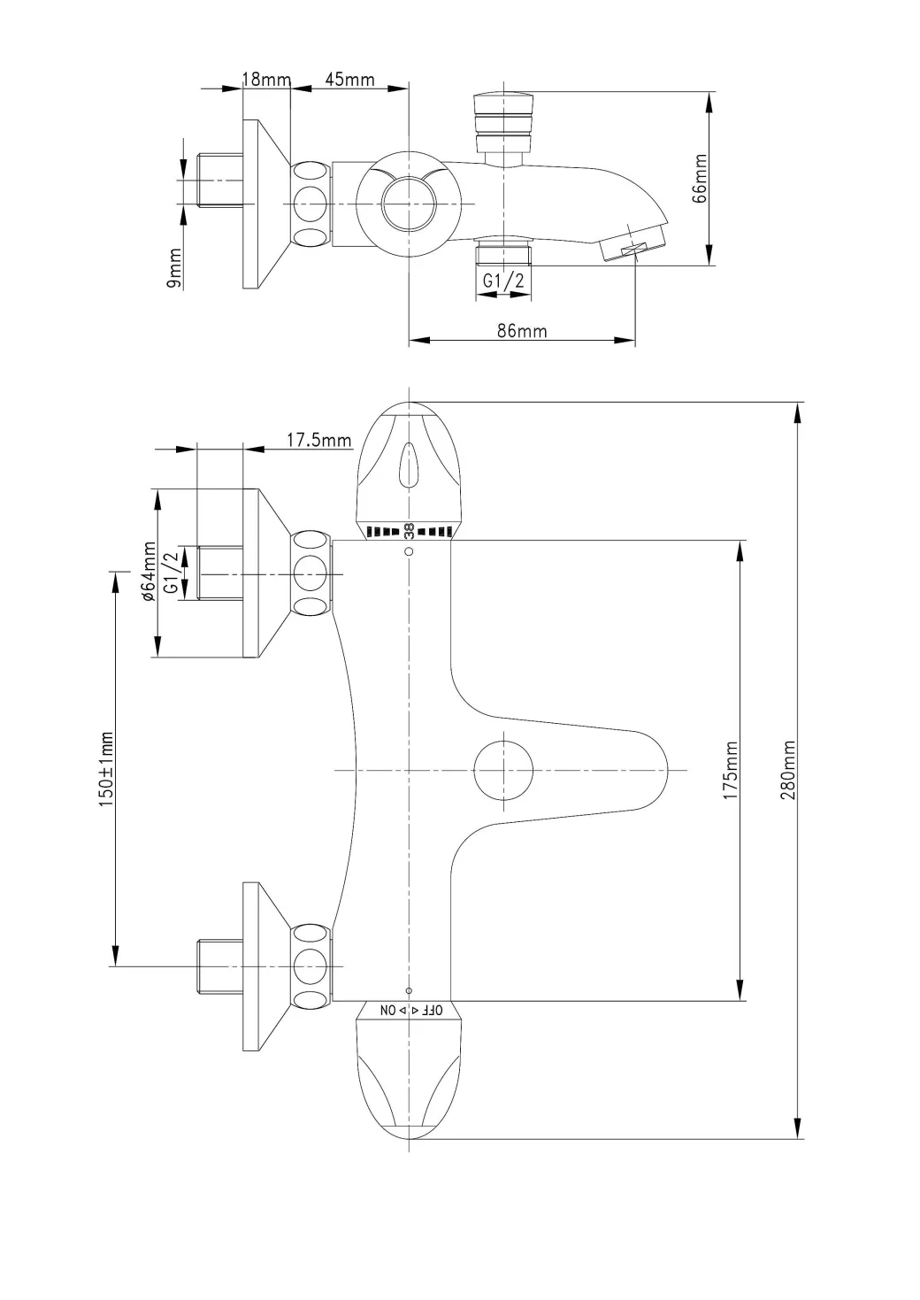 Baseline Thermostatische Badmengkraan Chroom 15Cm|Brico Online