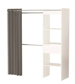 Belfurn Uitschuifbare Dressingkast Chicago Met Gordijn Wit|Brico Discount