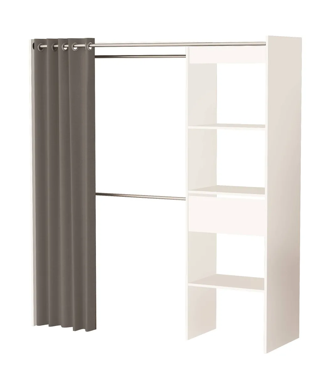 Belfurn Uitschuifbare Dressingkast Chicago Met Gordijn Wit|Brico Discount