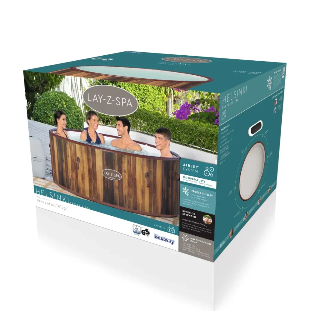 Brico Spa En Jacuzzi-Bestway Jacuzzi Lay-Z-Spa Helsinki 60025 1123L Imitatie Hout O180X66Cm