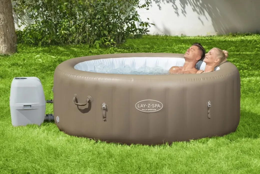 Brico Spa En Jacuzzi-Bestway Lay-Z-Spa 60017, 916 L, 6 Personen, Rond, Bubbelmassage / Airjet, Beige, Wit