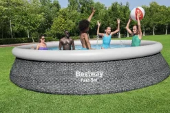 Brico Opblaaszwembaden-Bestway Opblaaszwembad Fast Set Rond Rotan Met Filterpomp O366X76Cm