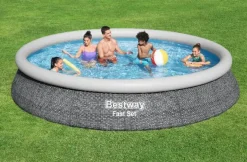Brico Opblaaszwembaden-Bestway Opblaaszwembad Fast Set Rond Rotan Met Filterpomp O366X76Cm