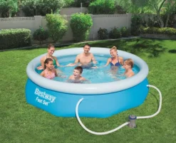 Brico Opblaaszwembaden-Bestway Opblaaszwembad Fast Set Rond Met Filterpomp 305X76Cm