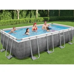 Brico Opzetzwembaden Met Pomp-Bestway Opzetzwembad Power Steel Rechthoek Met Filterpomp O549X274X122Cm