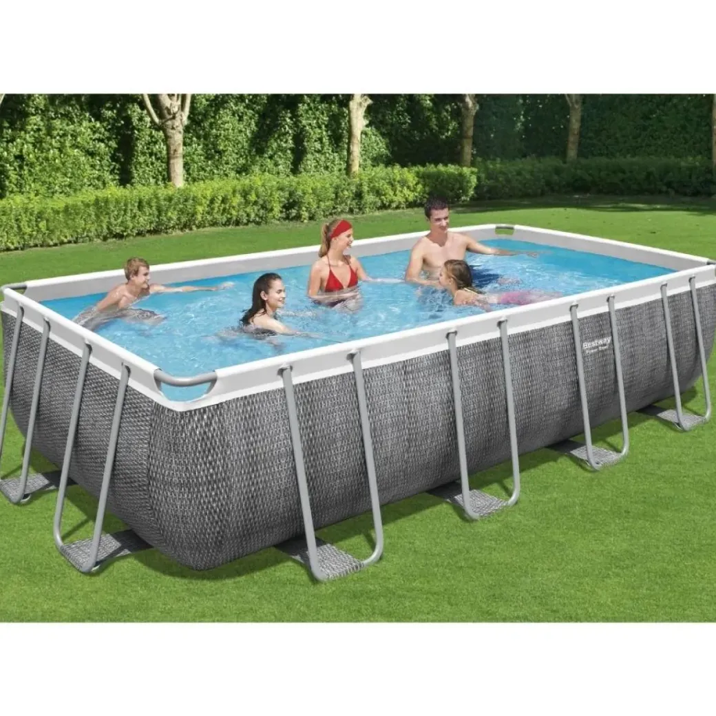 Brico Opzetzwembaden Met Pomp-Bestway Opzetzwembad Power Steel Rechthoek Met Filterpomp O549X274X122Cm