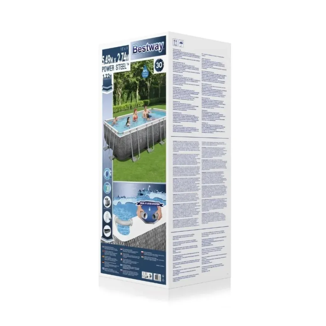 Brico Opzetzwembaden Met Pomp-Bestway Opzetzwembad Power Steel Rechthoek Met Filterpomp O549X274X122Cm