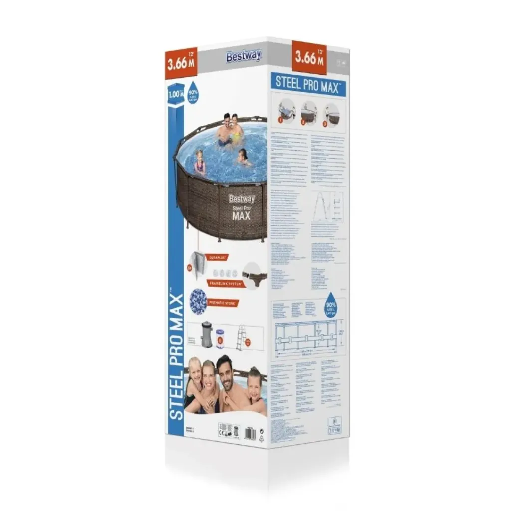 Brico Opzetzwembaden Zonder Pomp-Bestway Zwembad Steel Pro Max Rotan 366 Cm