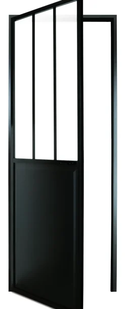 Brico Binnendeuren-Binnendeur Atelier Rechtsdraaiend Zwart Aluminium Mat Glas 211,5X93Cm