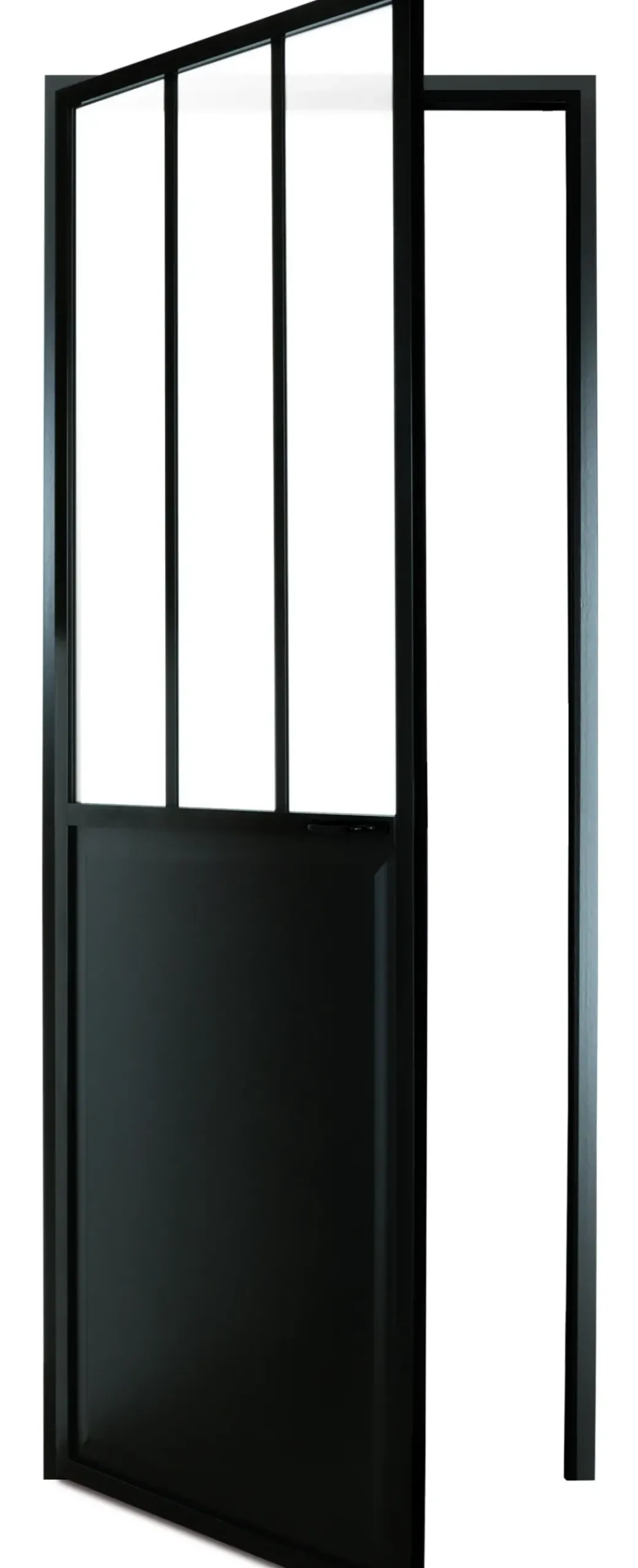 Brico Binnendeuren-Binnendeur Atelier Rechtsdraaiend Zwart Aluminium Mat Glas 211,5X93Cm