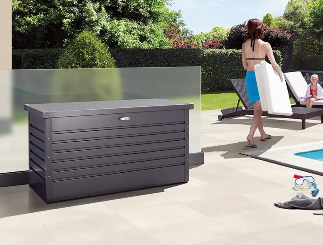 Brico Opbergboxen Tuin-Biohort Kussenbox Hobby 160 Donkergrijs Metallic 79X160Cm