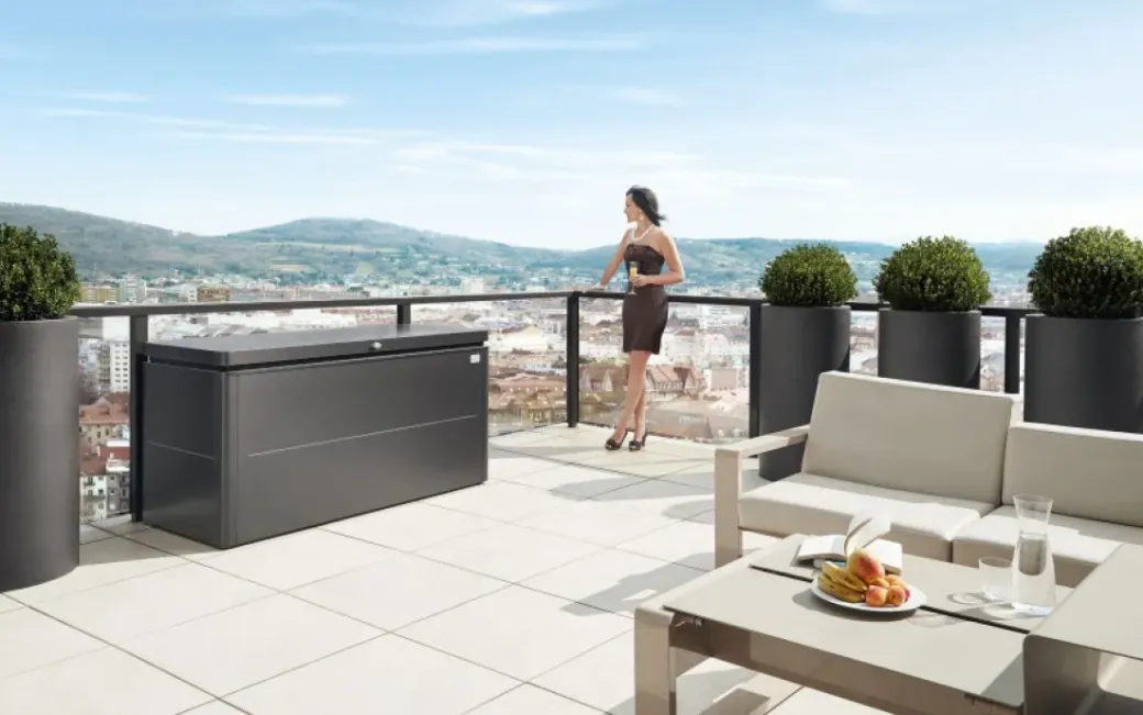 Brico Opbergboxen Tuin-Biohort Kussenbox Lounge 200 Donkergrijs Metallic 84X200Cm