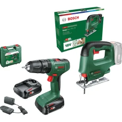 Bosch Accuboormachine Met Klopfunctie + Decoupeerzaag Toolkit 18V (2 Accu'S)|Brico Discount